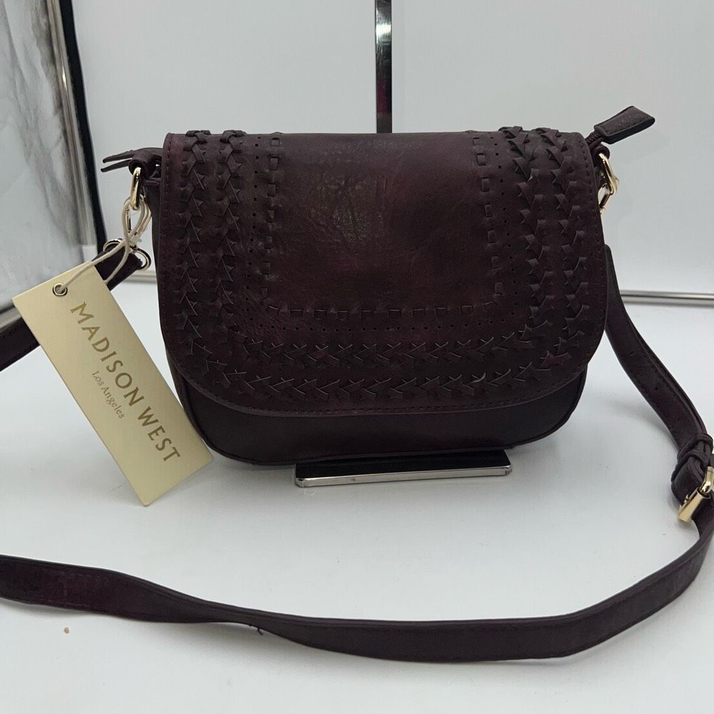 Other Madison West Faux Wine Leather Woven Flap Crossbody Bag Size ONE SIZE - 1 Thumbnail