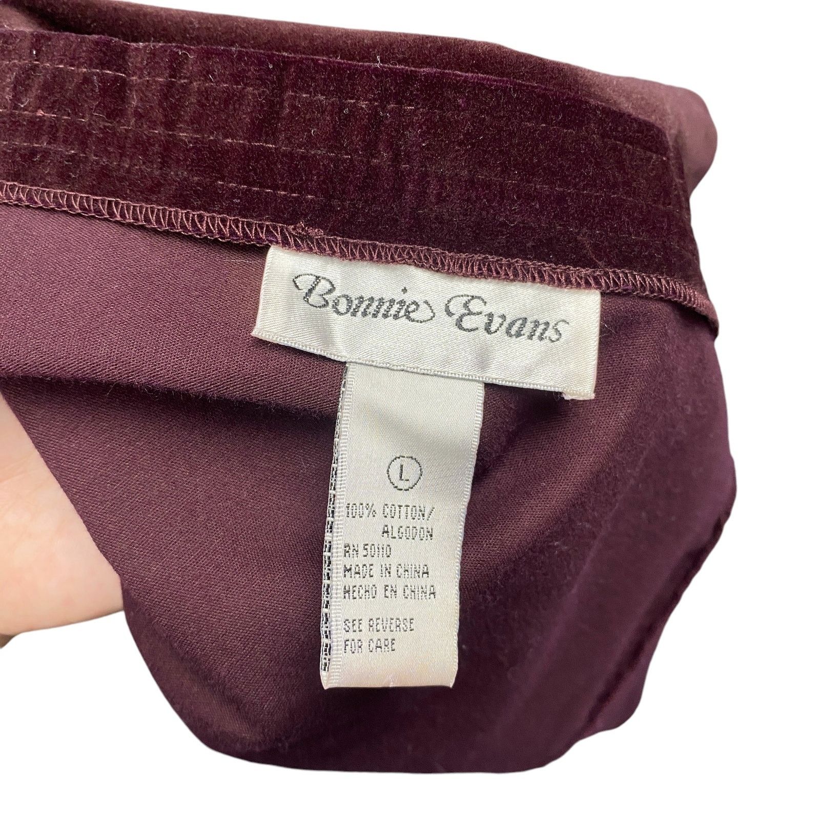 Vintage Vintage Bonnie Evans Burgundy Velvet Wrap Skirt Size 29" - 7 Thumbnail