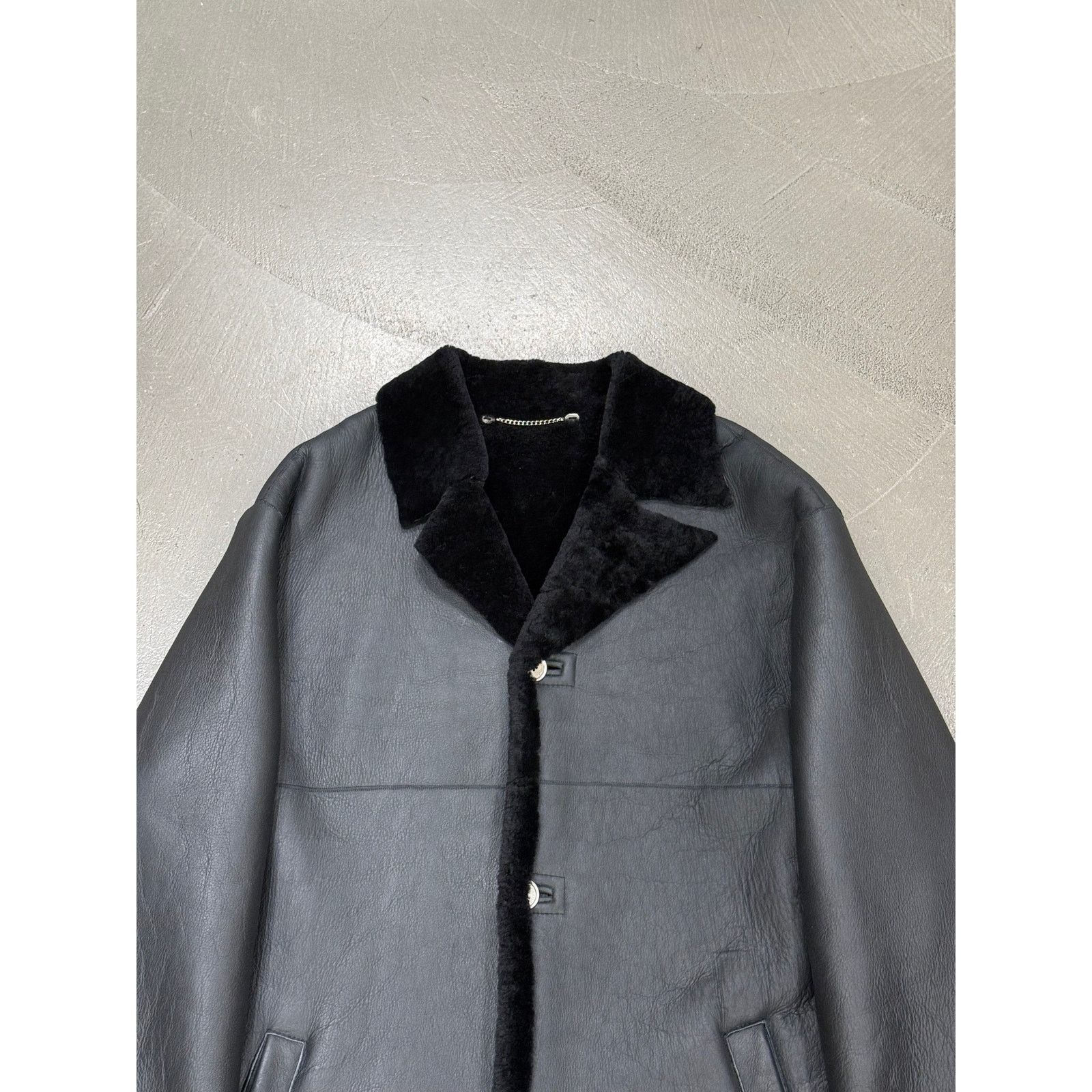 Claude Montana 1980s Claude Montana black shearling leather coat Size ONE SIZE - 4 Thumbnail