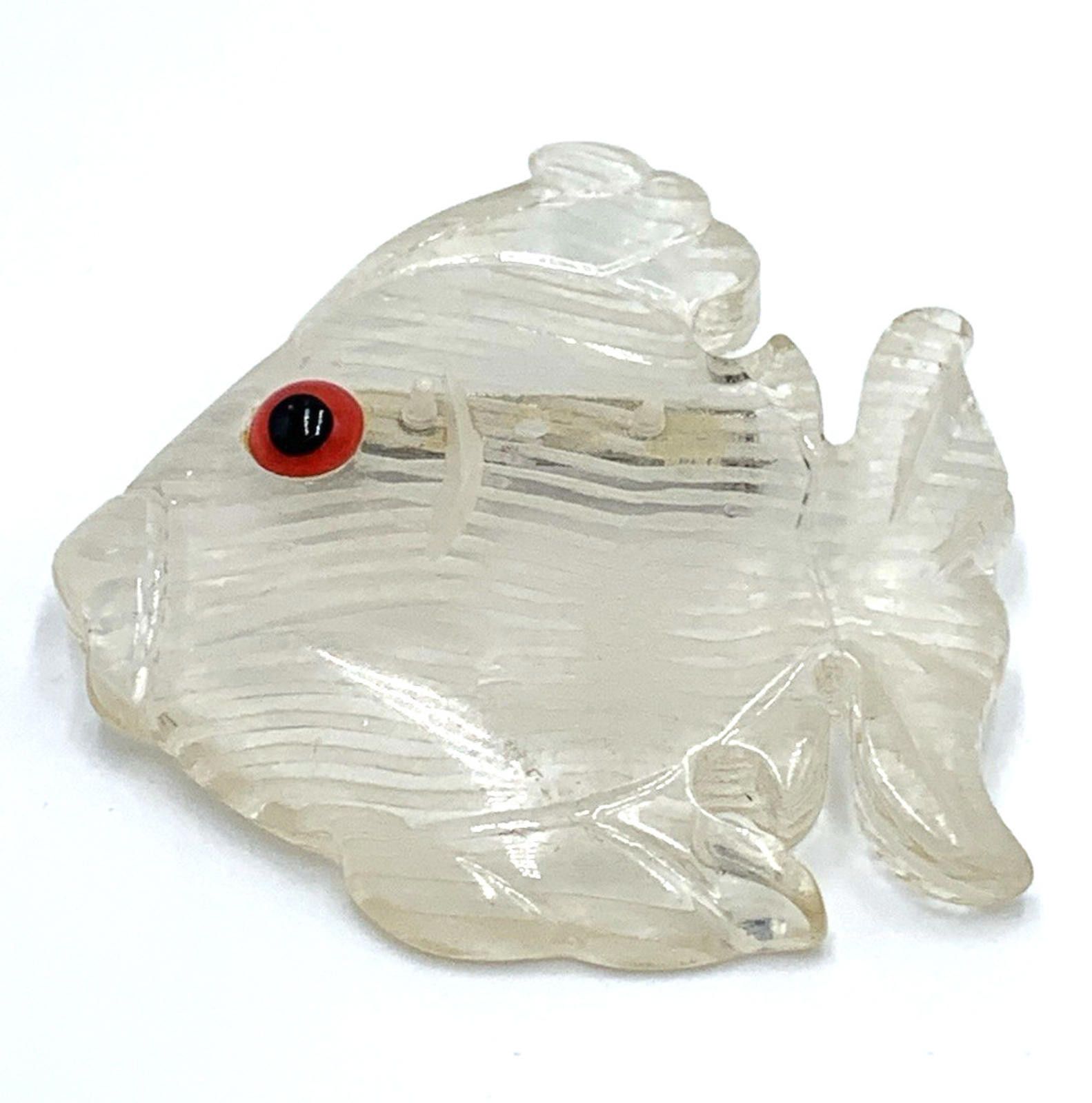 Other NOS Clear Reversed Hand Carved Lucite Fish Brooch Red Eye Size ONE SIZE - 1 Thumbnail