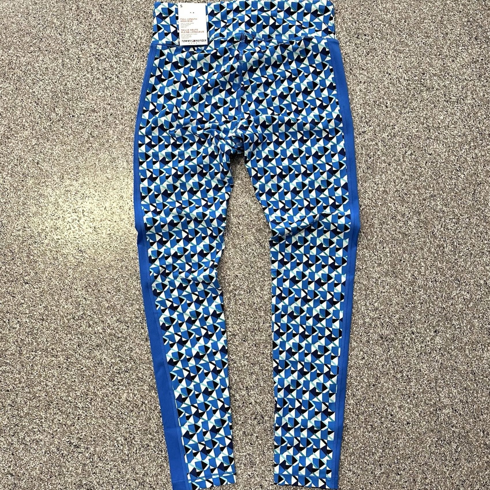 Tommy Hilfiger Tommy Hilfiger Sport Leggings Womens S High Rise Full Tight Gym Training Pilates Geometric Blue 27 in Ankle Stretch Size 28" / US 6 / IT 42 - 6 Thumbnail
