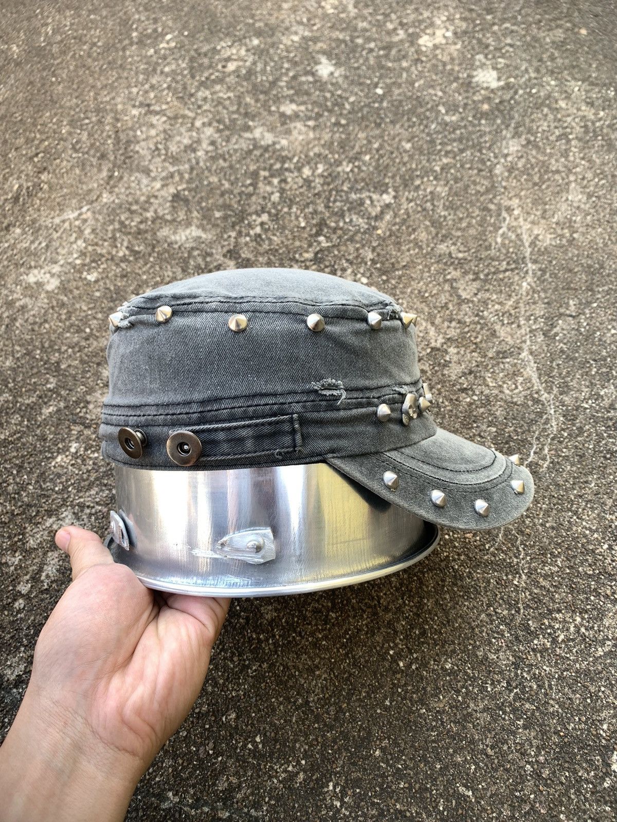 Japanese Brand GOTHIC SKULL MILITARY DISTRESSED STUDDED HAT Size ONE SIZE - 3 Thumbnail