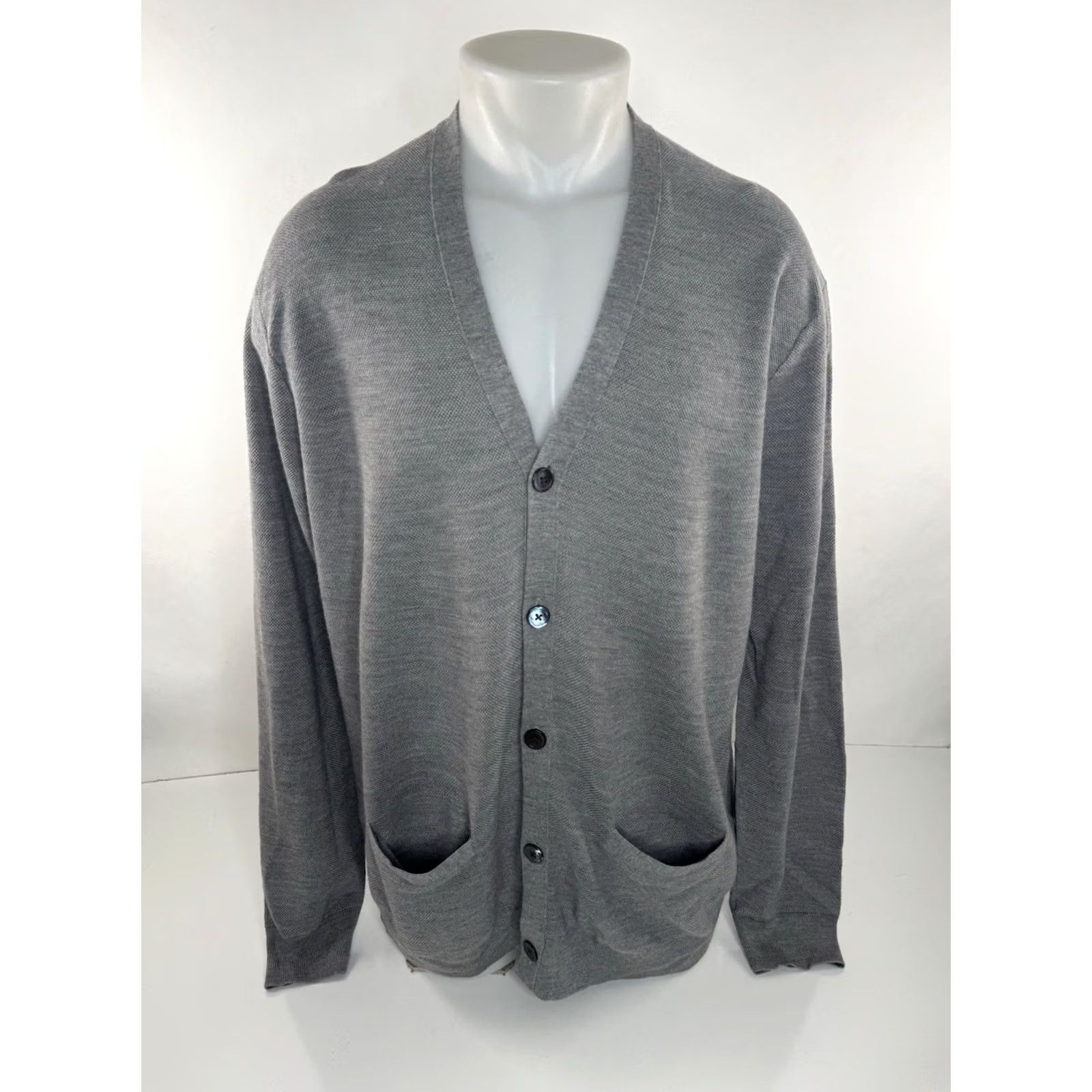Polo Ralph Lauren POLO RALPH LAUREN Cardigan - Silk / Cashmere / Wool Lightweight XL Gray Mens Sweater, Polo Ralph Lauren, Cardigan, 90s? Size US XL / EU 56 / 4 - 2 Thumbnail