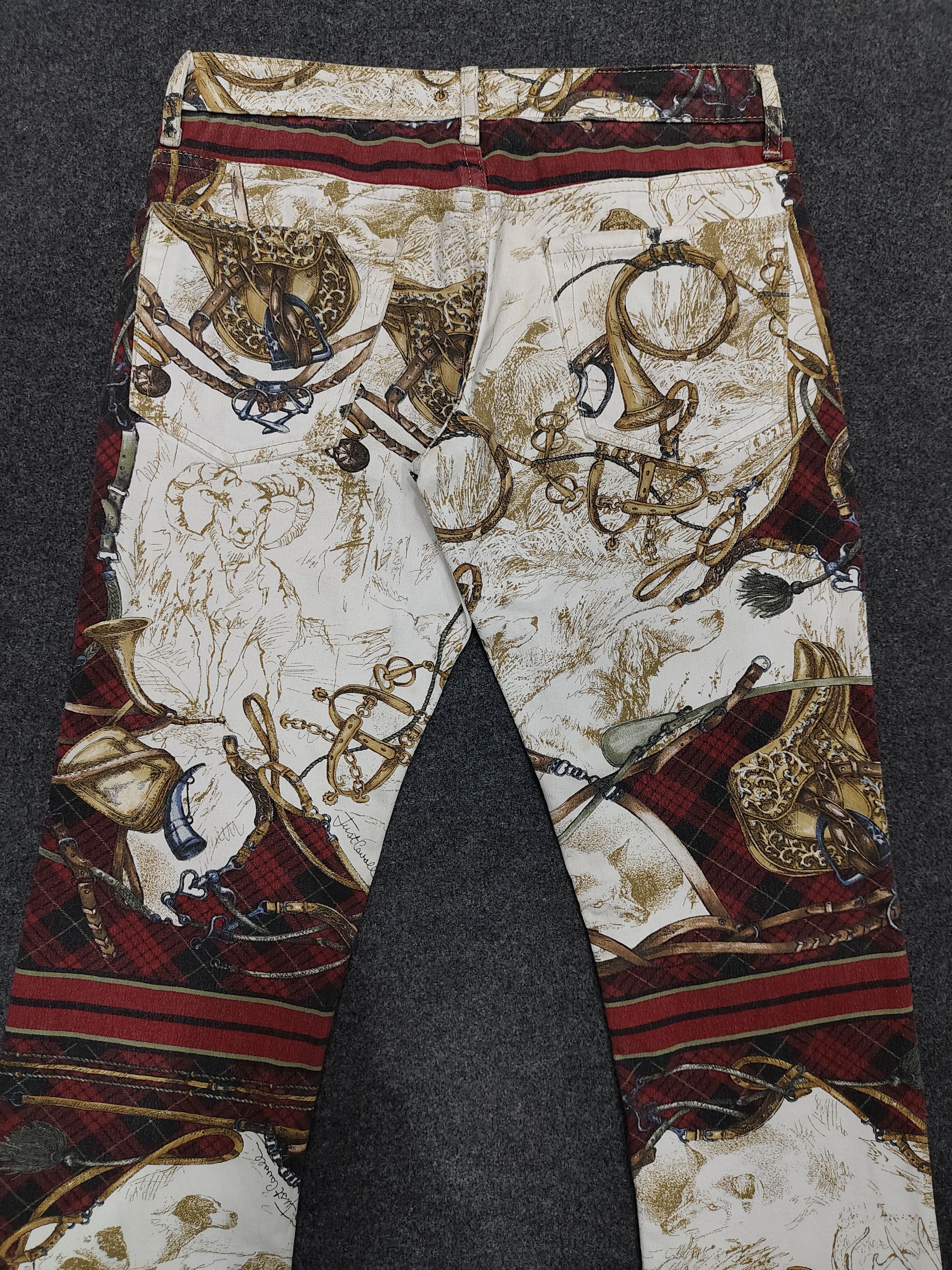 Just Cavalli 90s Just Cavalli❤️‍🔥Archive Baroque Equestrian Flare Jeans Size 29" - 5 Thumbnail