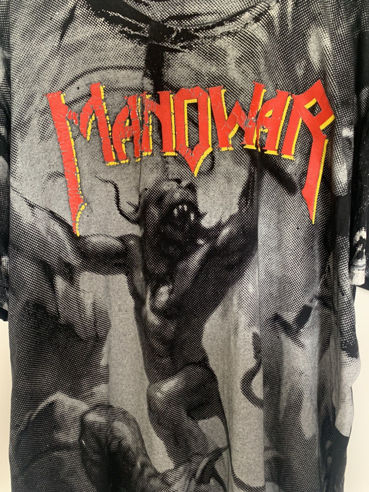 Band Tees × Vintage Vintage AOP All Over Print Manowar Band Tee Shirt XL Single Stitch Size US XL / EU 56 / 4 - 3 Thumbnail