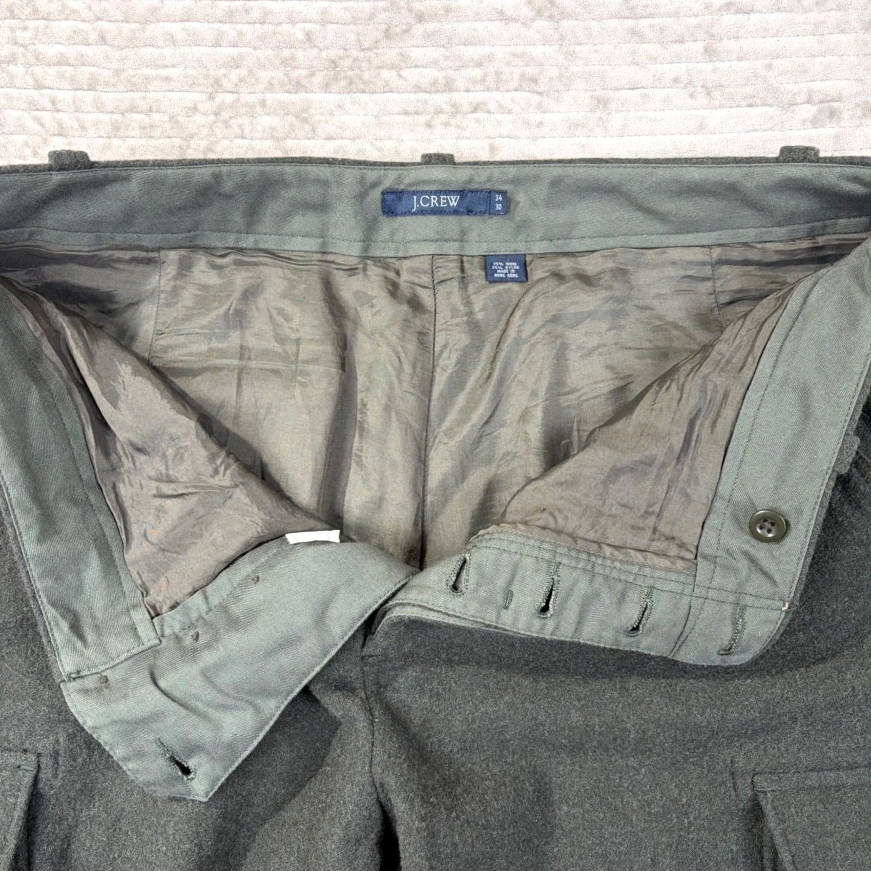 J.Crew J.Crew Mens Wool Blend Cargo Pants 34x30 Charcoal Grey Straight Leg Trousers Size US 34 / EU 50 - 7 Thumbnail