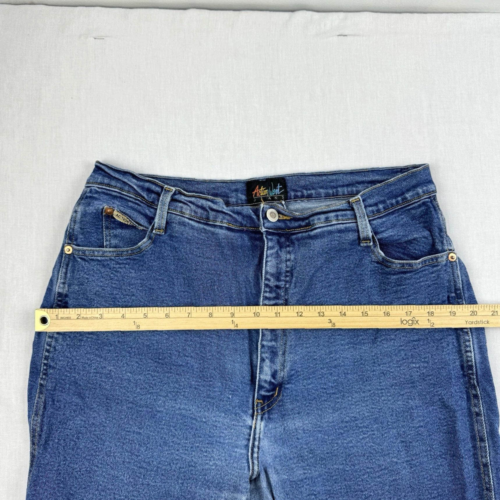 Vintage VINTAGE Action West Jeans Womens 32 Blue Mom Jeans 1980s 70s High Waist Classic Size 24" / US 00 / IT 34 - 7 Thumbnail