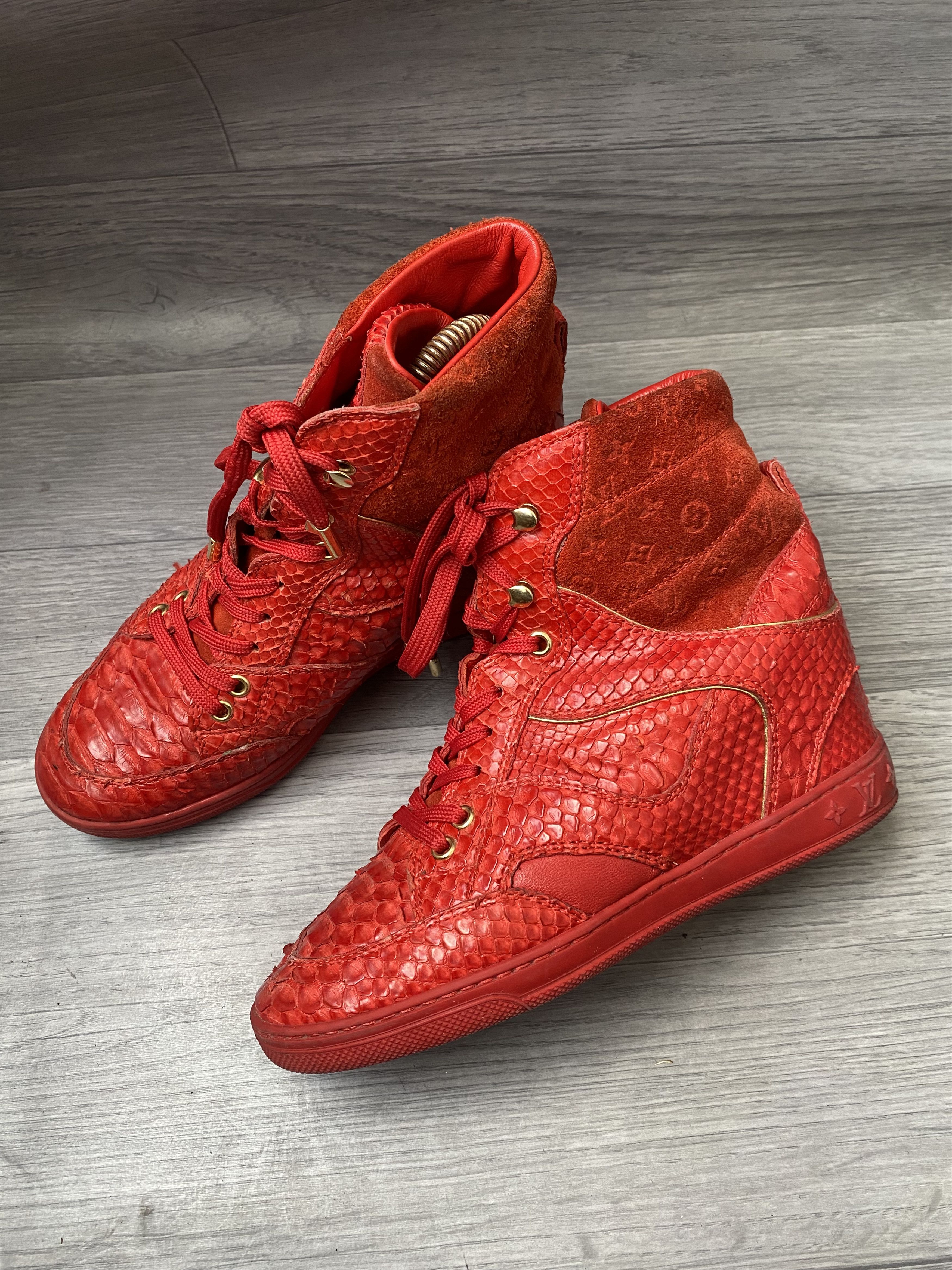 Louis vuitton wedge monogram sneaker boots sz 36