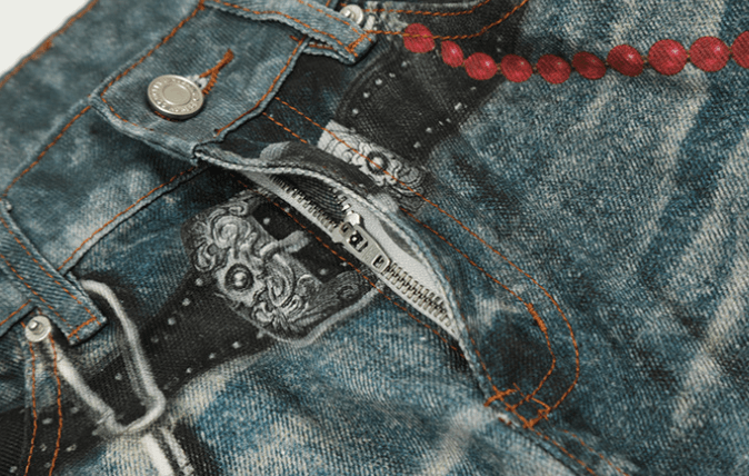 Japanese Brand × Jean Fashion washed distressed straight loose chain jeans Size US 32 / EU 48 - 4 Thumbnail