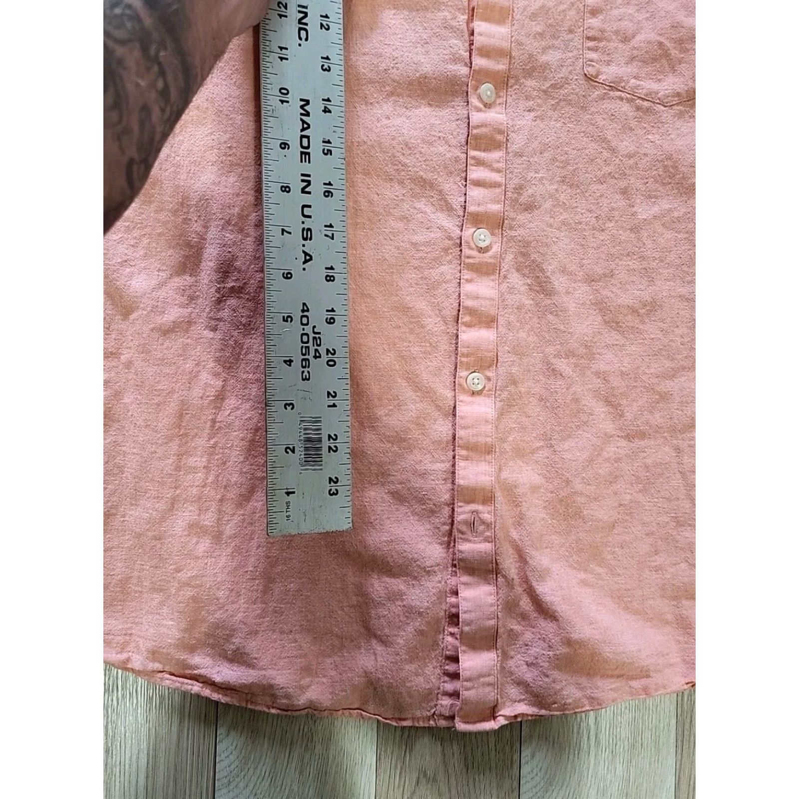 Vintage MARC ANTHONY Shirt XL Slimfit Linen Blend Long Sleeve Salmon Button-Up Collared Size US XL / EU 56 / 4 - 6 Thumbnail