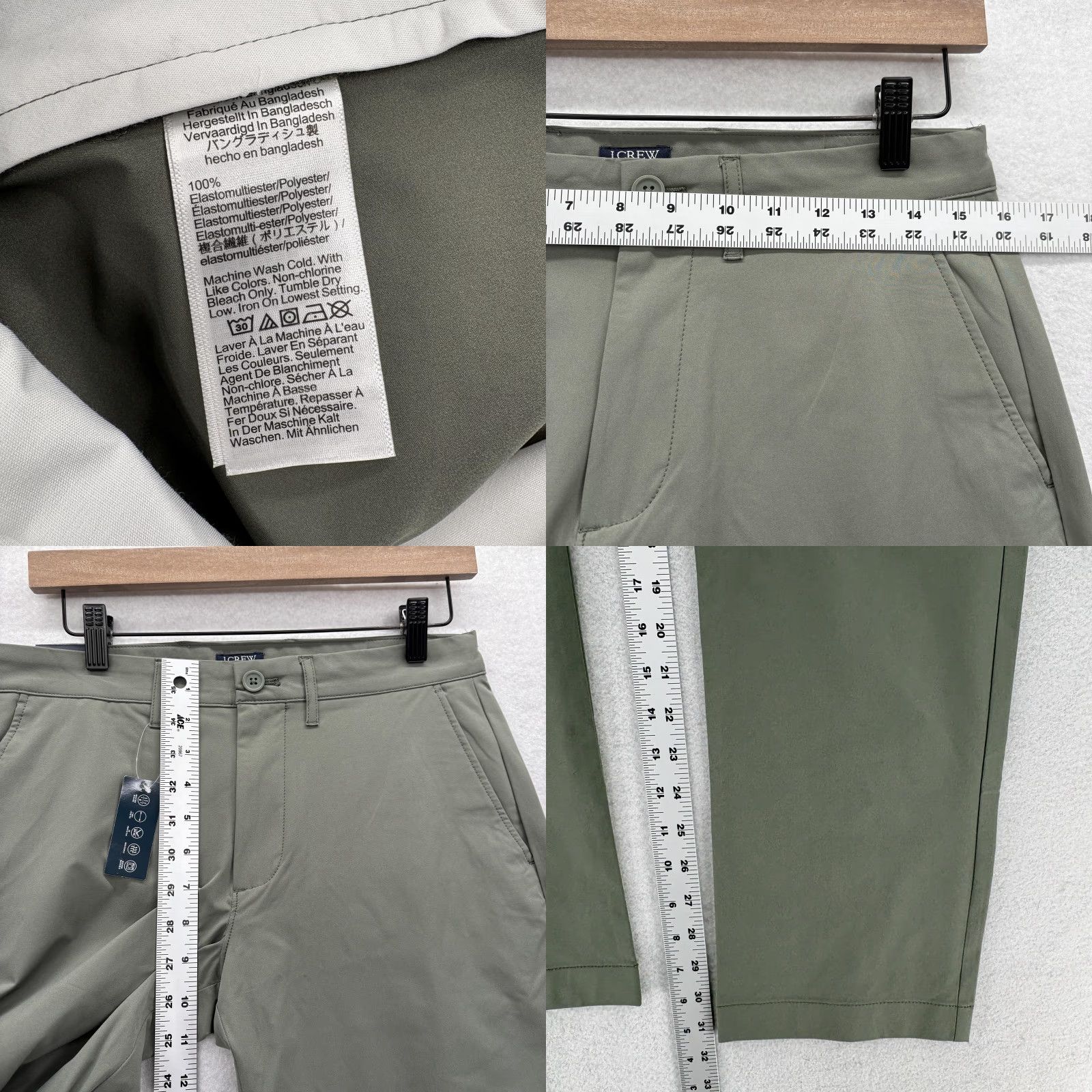 J.Crew J.Crew Flex Tech Pants Mens 29x32 Green Stretch Lightweight Straight Fit Regular Pockets UV Protection Moisture Wicking Breathable Chino Pants Size US 29 - 8 Thumbnail