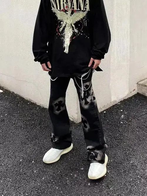 Japanese Brand VIBE vintage street cross print jeans Size US 32 / EU 48 - 2 Thumbnail