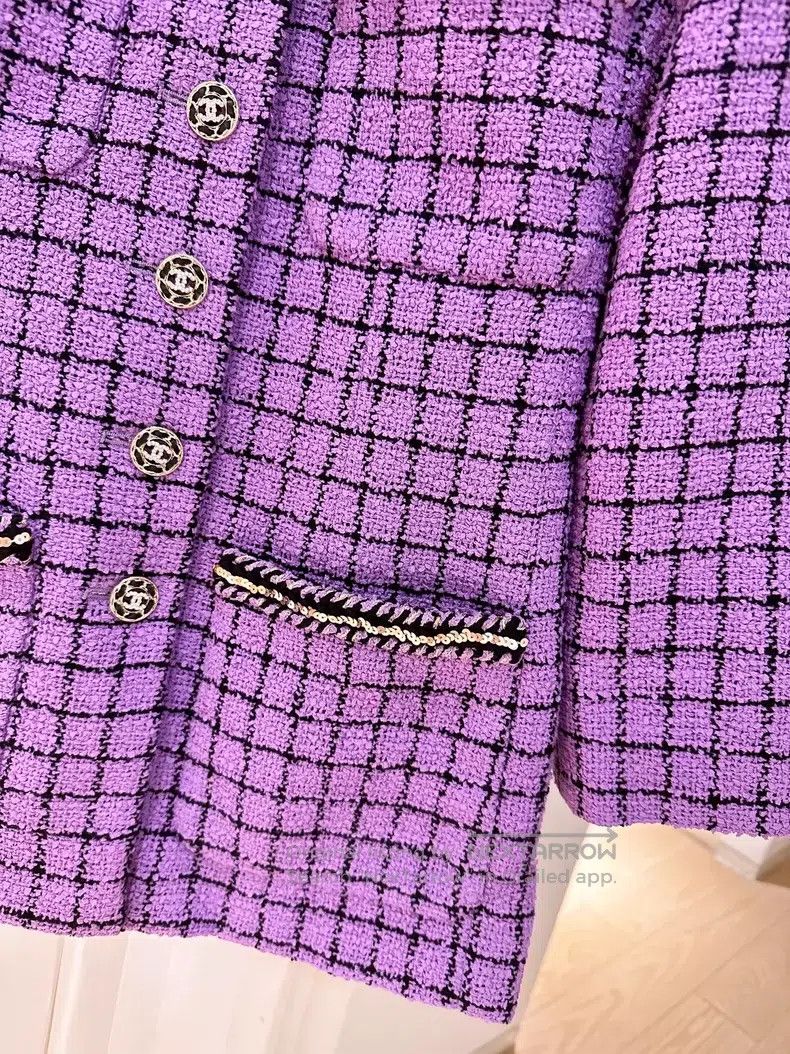 Chanel Chanel Purple plaid tweed coat Size XS / US 0-2 / IT 36-38 - 4 Thumbnail
