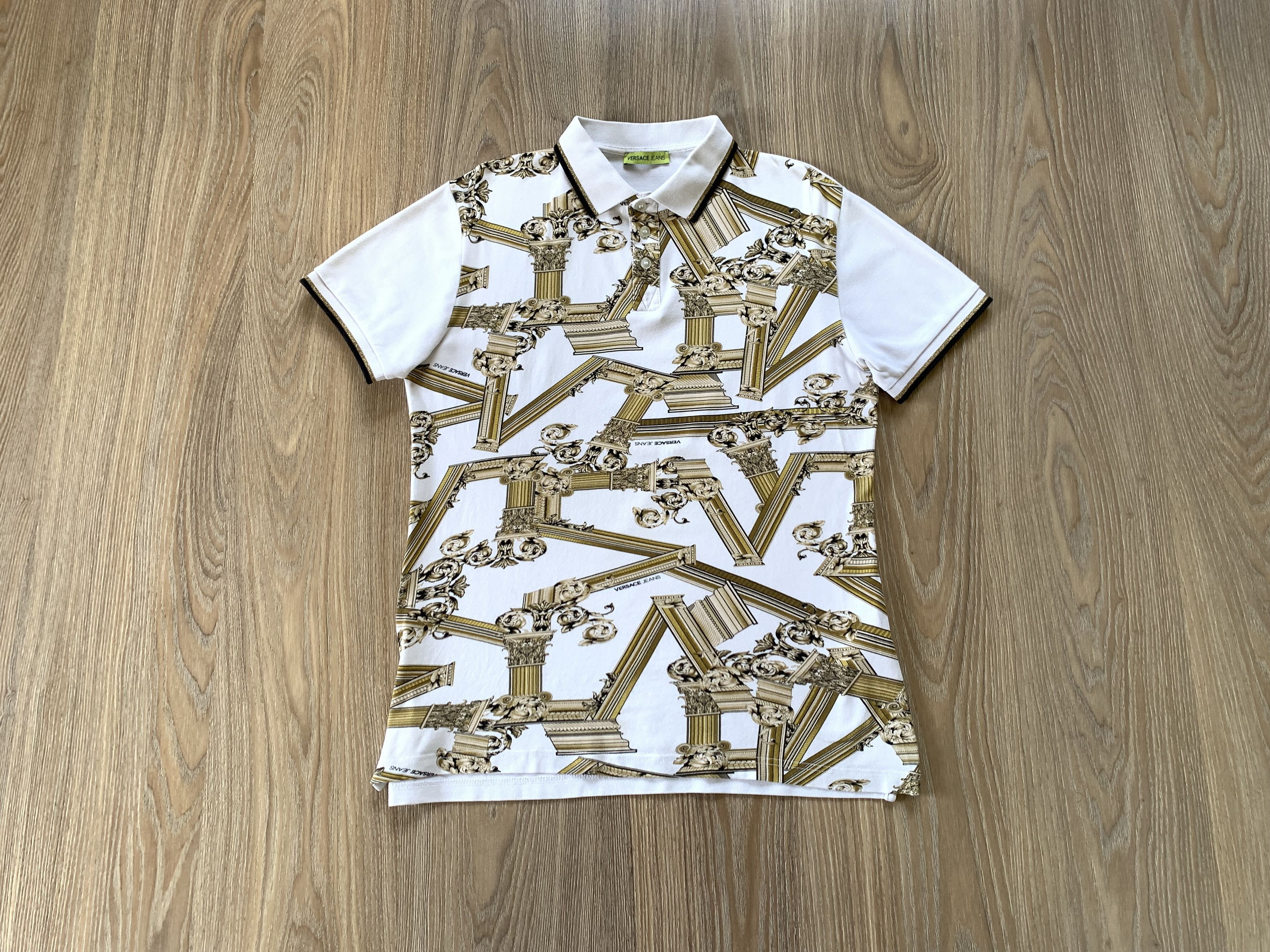 Versace Jeans Couture Versace White Cotton Printed Polo T-Shirt Size US S / EU 44-46 / 1 - 1 Thumbnail