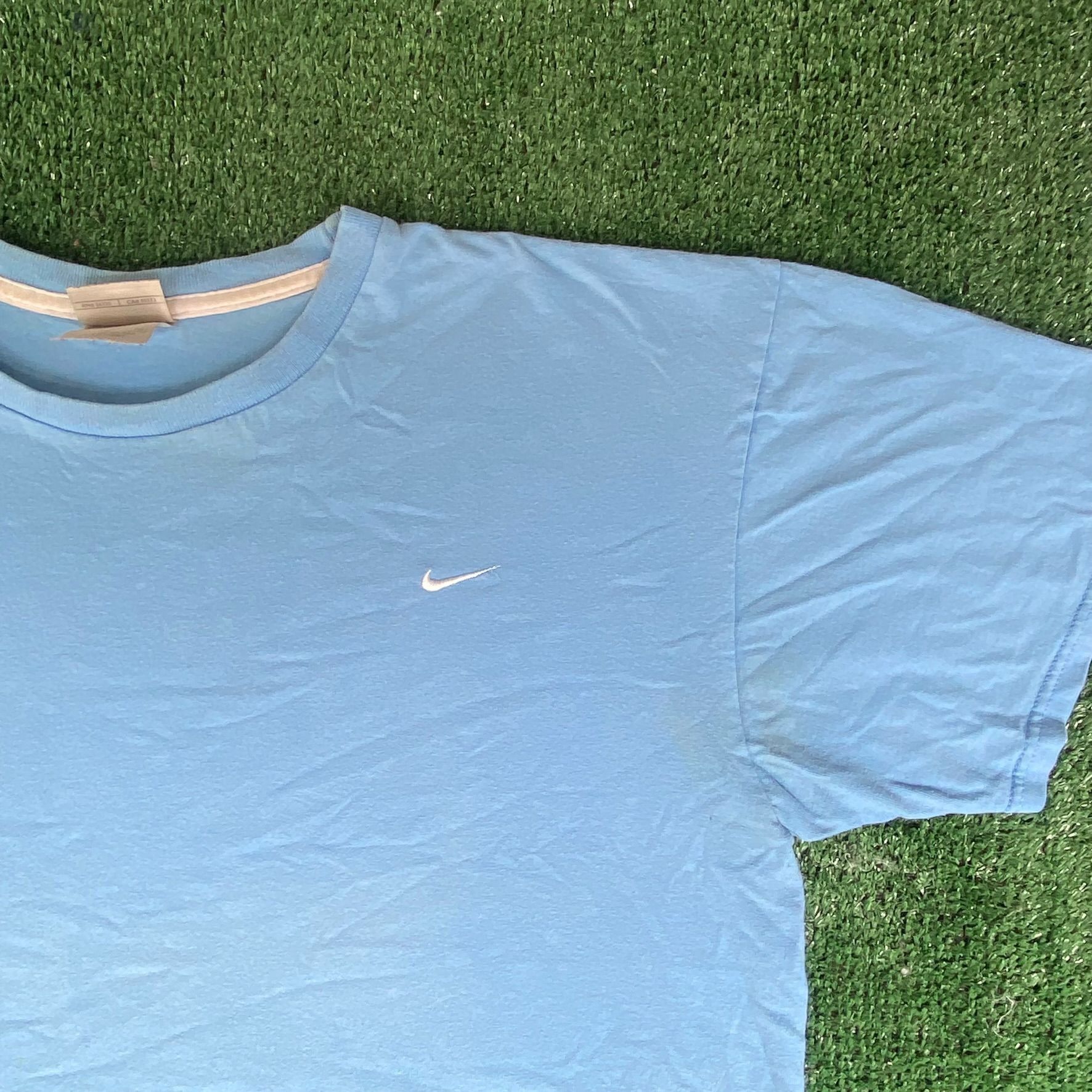 Nike Vintage Y2K Nike Logo Shirt Baby Blue Off Center Swoosh Tee Size US XL / EU 56 / 4 - 2 Thumbnail