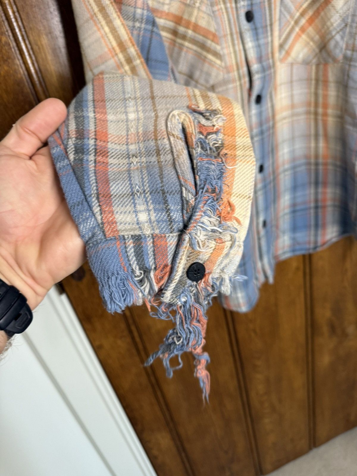 Gallery Dept. Gallery Dept Marley Distressed Checked Cotton-Flannel Shirt Size US XL / EU 56 / 4 - 16 Thumbnail