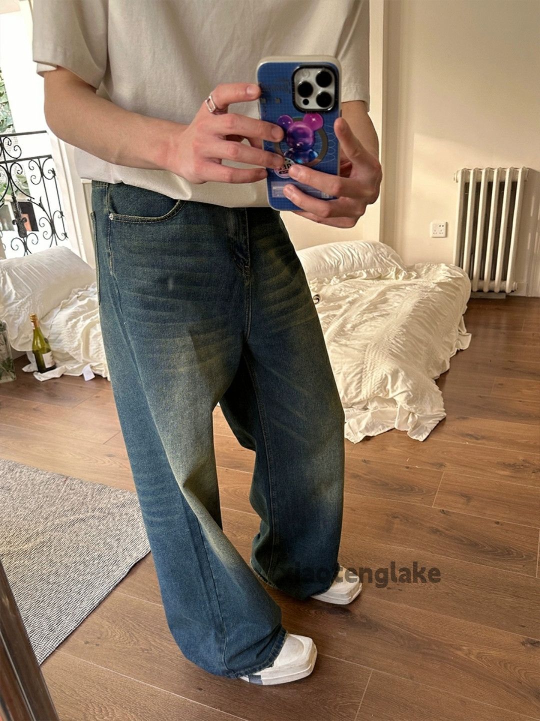 Jean × Vintage washed faded loose baggy y2k flared jeans Size US 32 / EU 48 - 6 Thumbnail