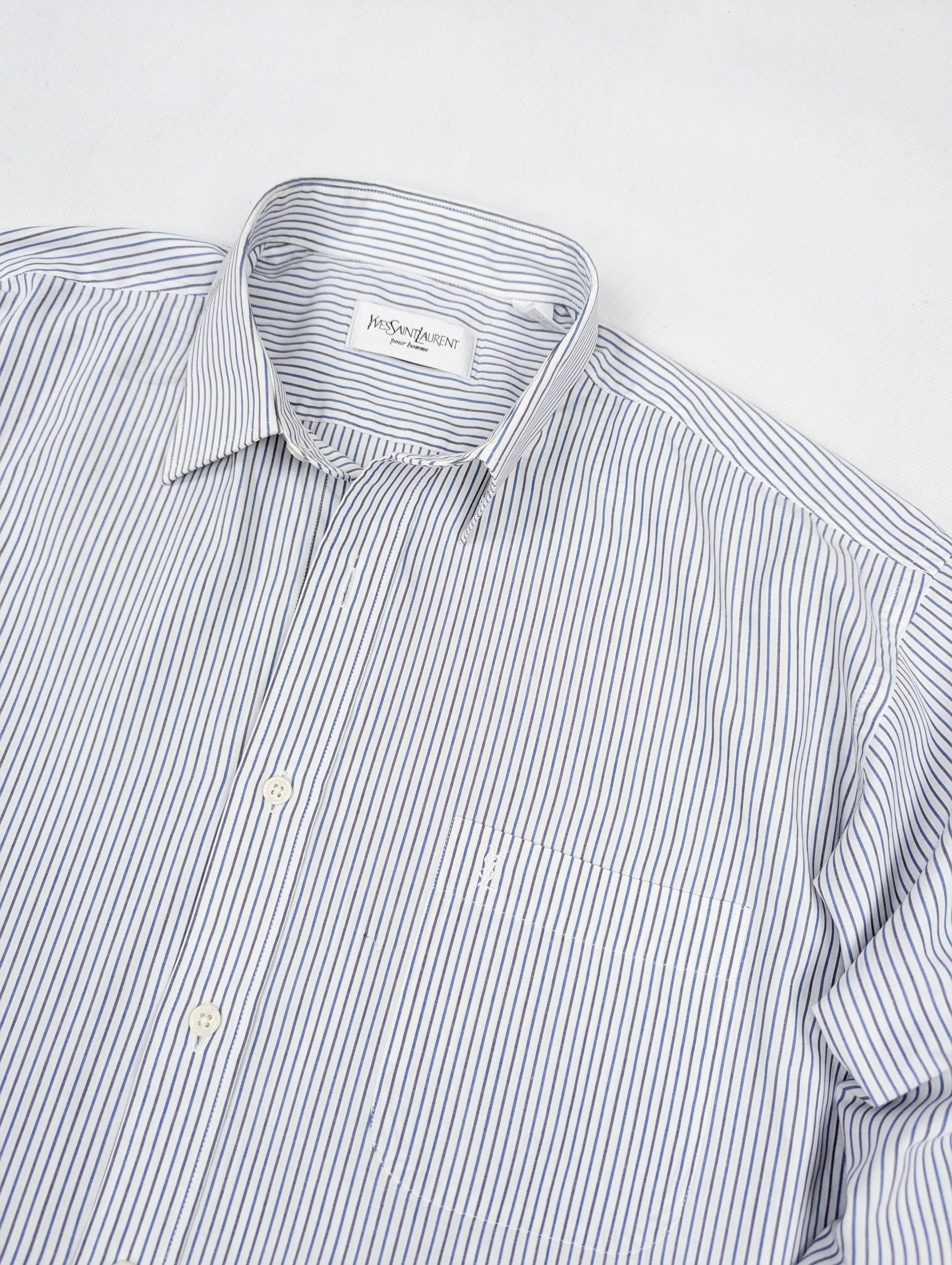 Yves Saint Laurent Yves Saint Laurent shirt white blue M Size US M / EU 48-50 / 2 - 2 Thumbnail