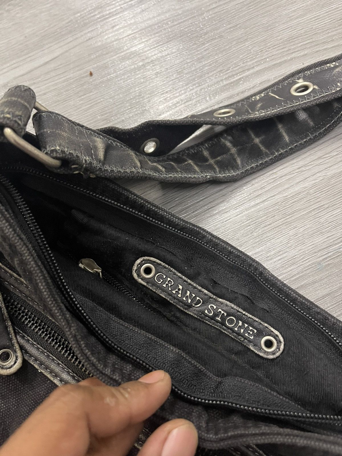 Japanese Brand Grand Stone Black Dyed Multi Compartment Utilities bag Size ONE SIZE - 14 Thumbnail