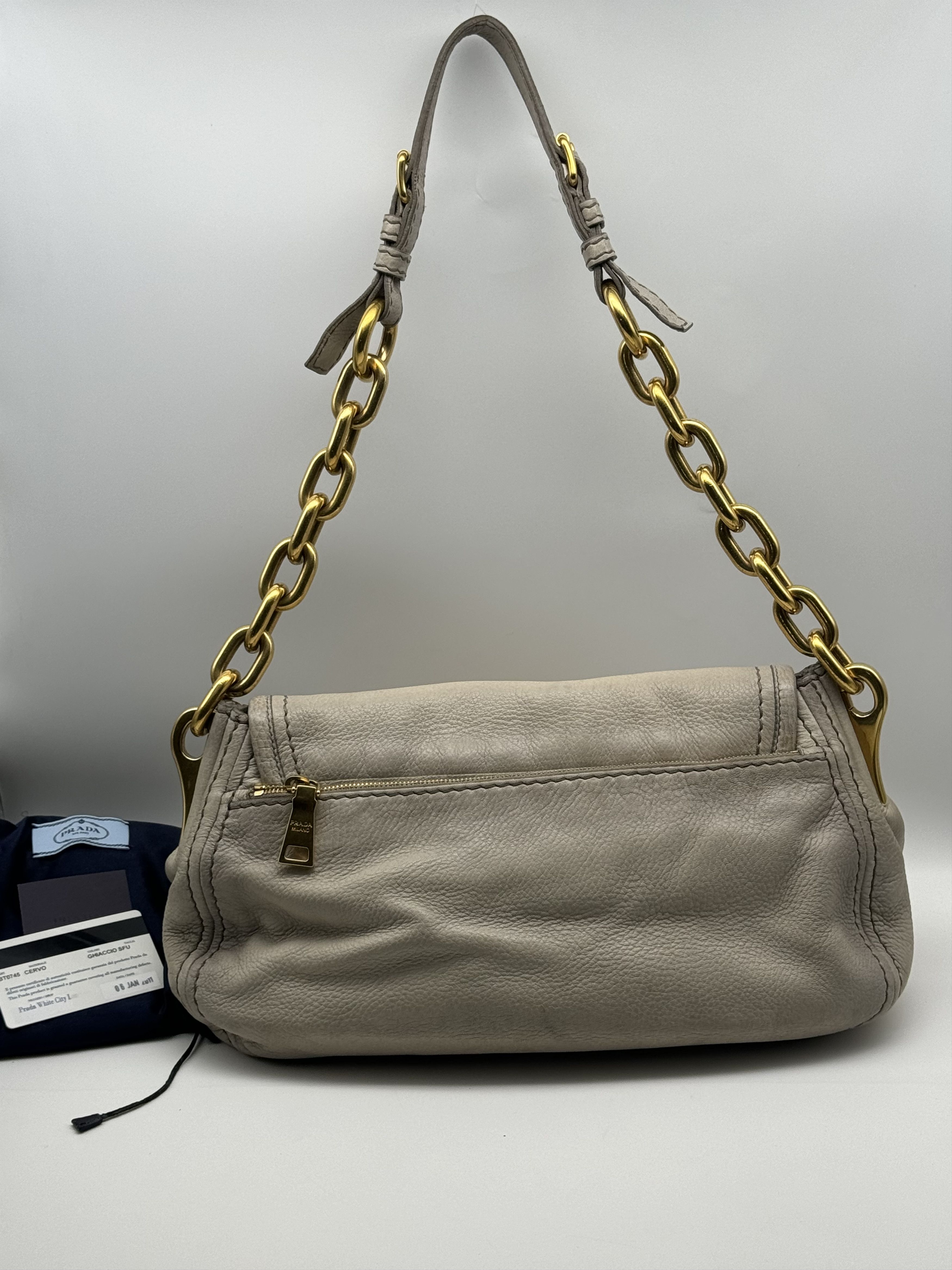 Prada Authentic Prada Cervo Ghiaccio Leather Shoulder Bag Size ONE SIZE - 2 Thumbnail