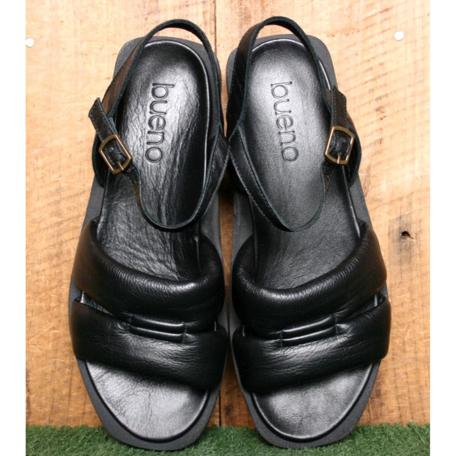 Vintage BUENO Black Leather Slingback Sandals US 8-8.5 39 EUR Buckle Women's Slingback Leather Sandal Women Shoes Size US 8.5 / IT 38.5 - 4 Thumbnail