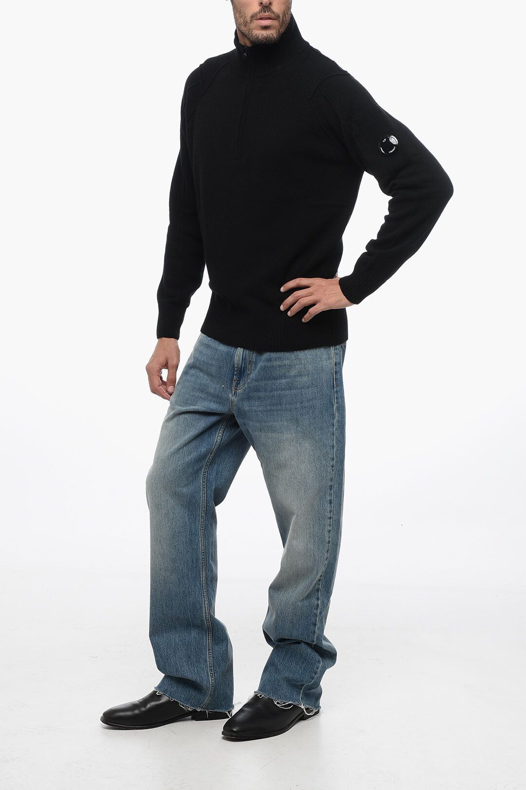 C.P. Company og1mm1024 Mockneck Sweater in Black Size US M / EU 48-50 / 2 - 4 Thumbnail
