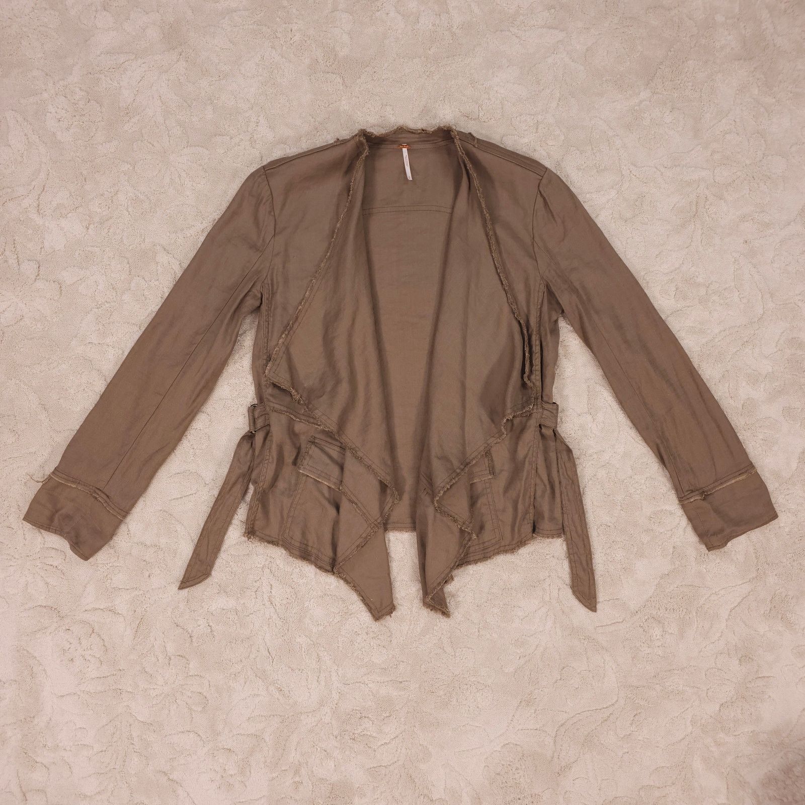 Free People Free People Raw Femme Linen Jacket Olive Sz Small Size S / US 4 / IT 40 - 5 Thumbnail