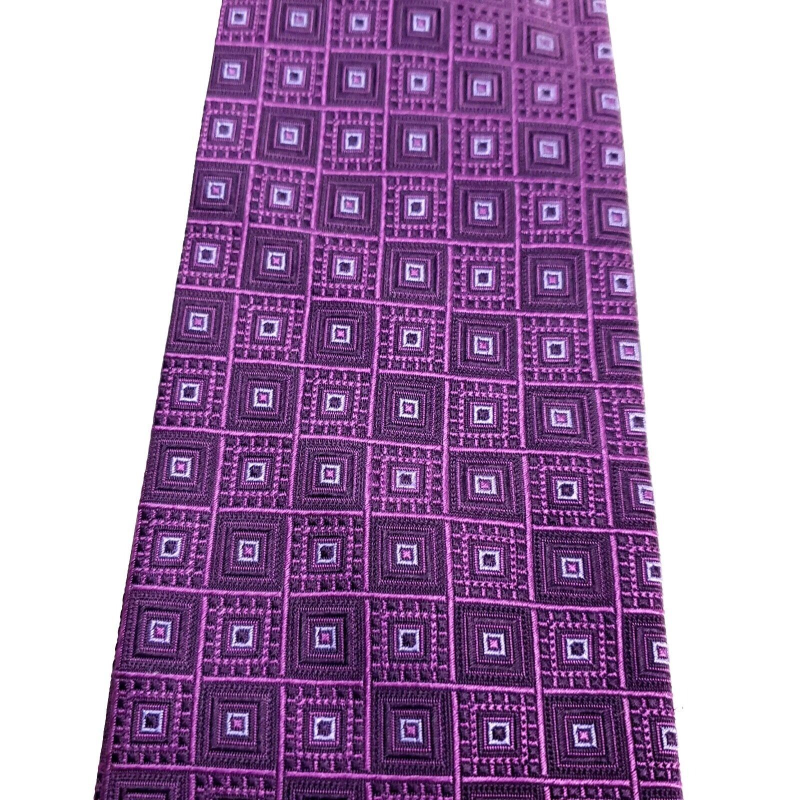Pierre Cardin Pierre Cardin Silk Tie Woven Purple Geometric Size ONE SIZE - 2 Thumbnail
