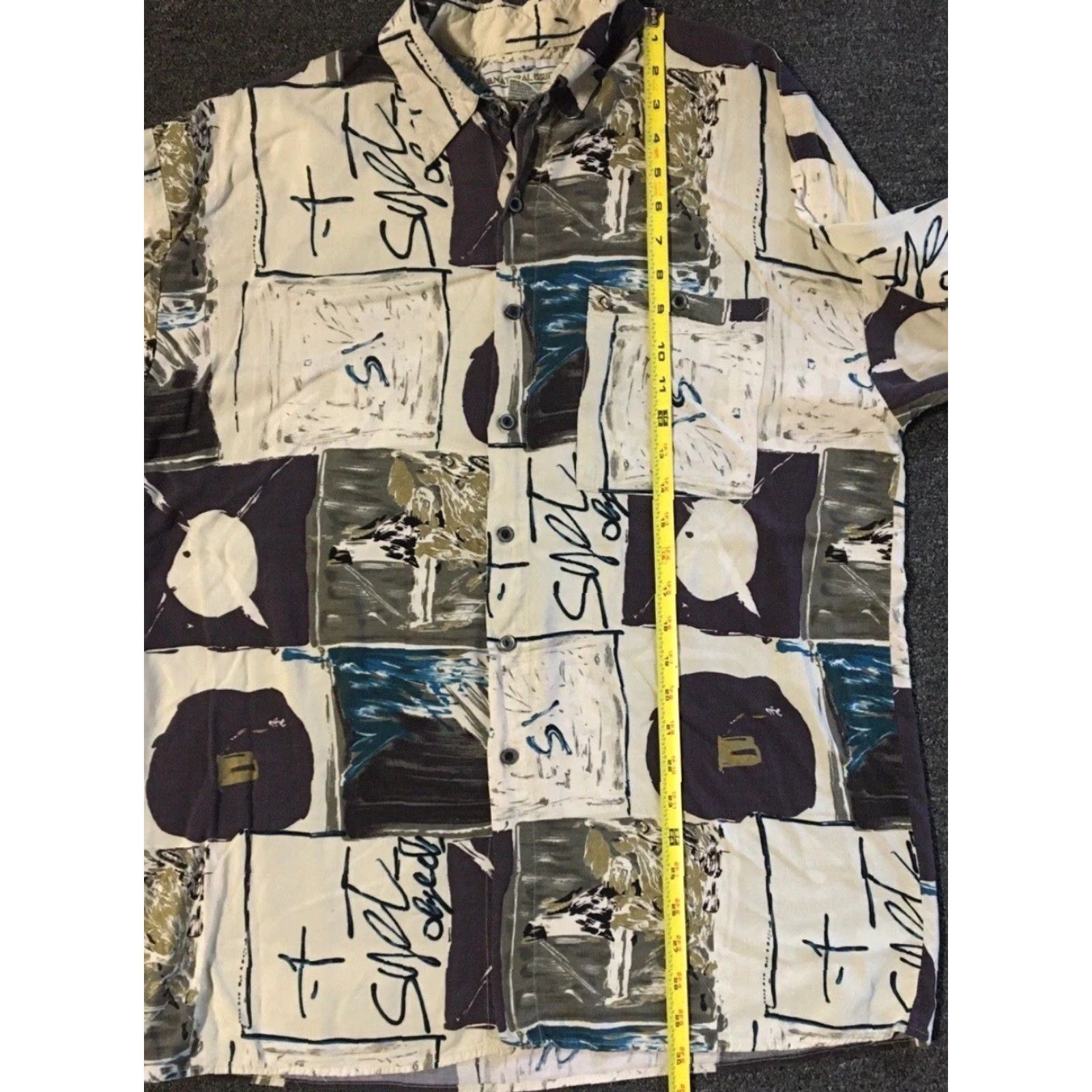 Vintage Vtg 90s Abstract Art AOP Button Up Shirt L Grunge Vaporwave Surf Skate Beach Mens Beige Rotary Size US L / EU 52-54 / 3 - 5 Thumbnail