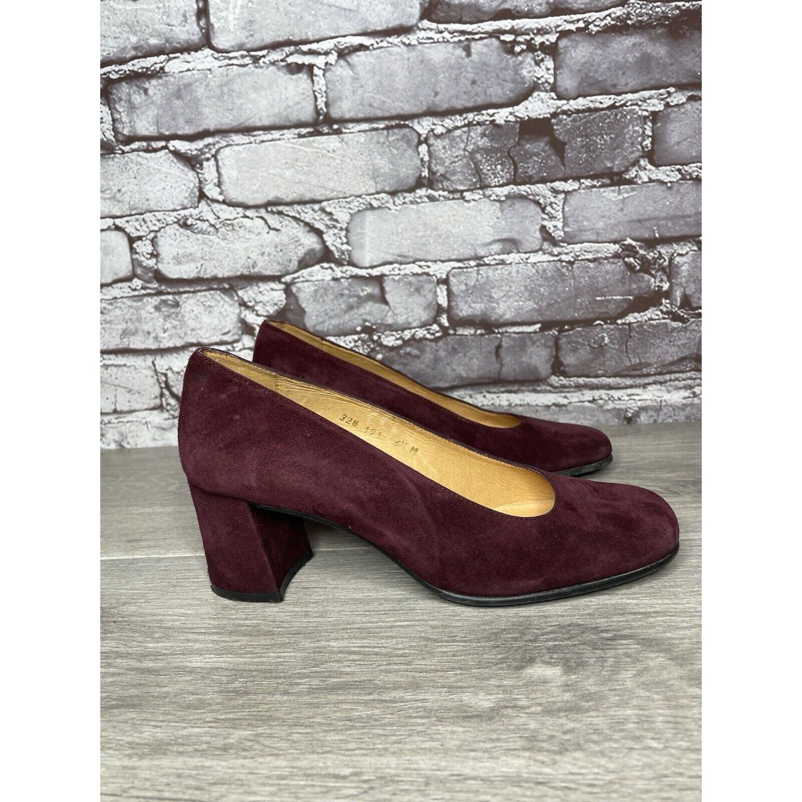 Other David Aaron Burgundy Maroon Suede Leather Round High Heels W Size US 6.5 / IT 36.5 - 23 Thumbnail