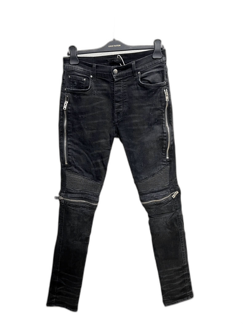 Amiri Amiri MX2 Black Zip Motorcycle Jeans-2506 Size US 31 - 1 Thumbnail