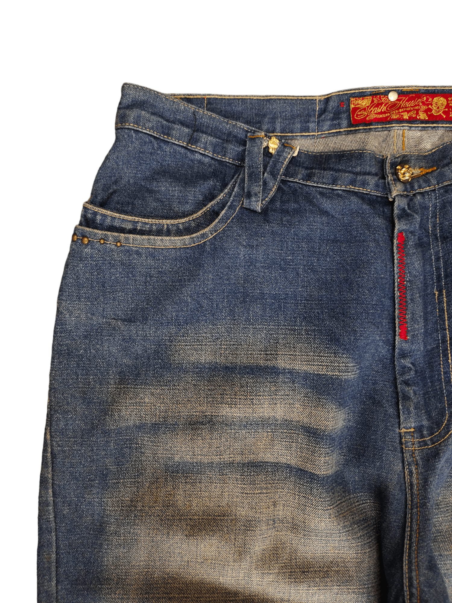Kapital Stash House Skull Dollar Patch Denim Wide Leg Baggy Jeans Size US 37 - 12 Thumbnail