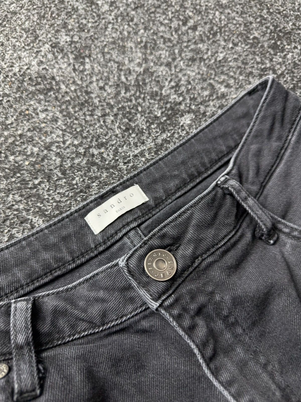 Sandro Sandro Paris Distressed Black Denim Jeans Straight Fit Size 30" / US 8 / IT 44 - 14 Thumbnail
