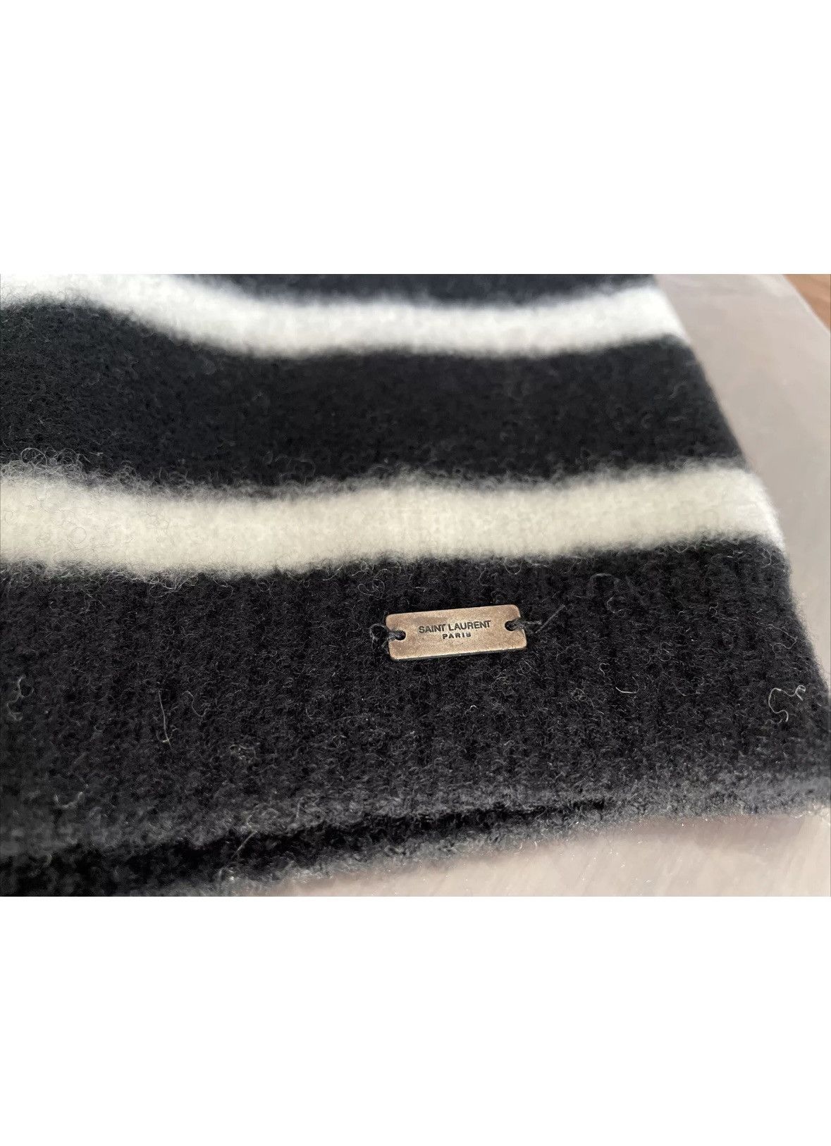 Saint Laurent Paris SAINT LAURENT Black & White Sailor Stripes Beanie Size ONE SIZE - 5 Thumbnail