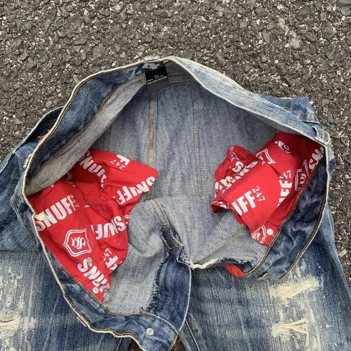 Japanese Brand Snuff Jeans W32 L33 Storm Fading Denim Pants Nice Design Size US 32 / EU 48 - 11 Thumbnail