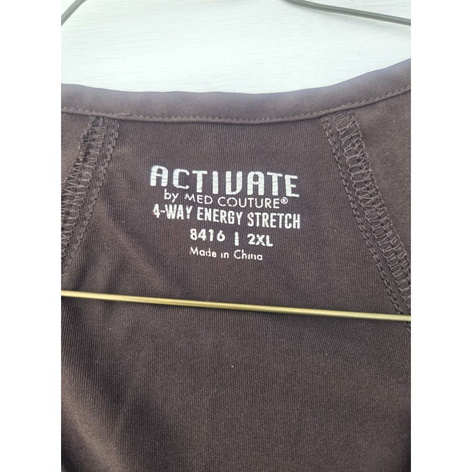 Vintage Med Couture Scrub Shirt Top Women 2XL Brown 4-Way Stretch Short Sleeve Activate Event/Workwear Size XXL / US 16-18 / IT 52-54 - 5 Thumbnail