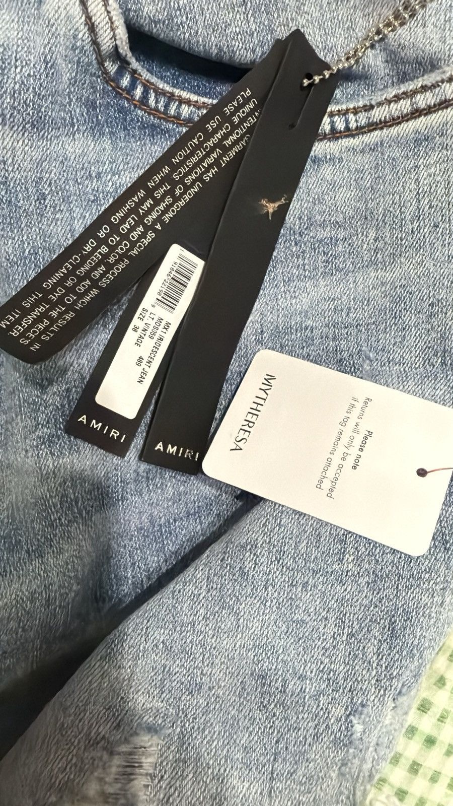 Amiri Amiri mx1 iridescent rainbow patch blue denim jeans Size US 38 / EU 54 - 2 Thumbnail