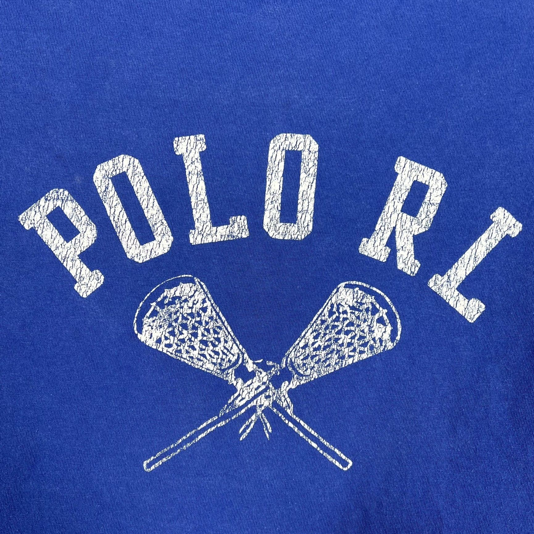 Polo Ralph Lauren VINTAGE Polo Ralph Lauren Logo Lacrosse Stick T-Shirt Royal Blue Mens Large Short Sleeve Polo Shirt Graphic Print Size US L / EU 52-54 / 3 - 2 Thumbnail