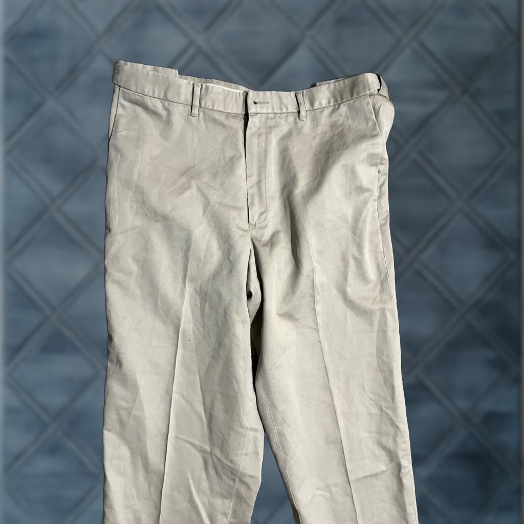 Haggar Haggar Q Beige Solid Cotton Flat Front Mens Dress Pants 36x32 Size US 36 / EU 52 - 1 Thumbnail