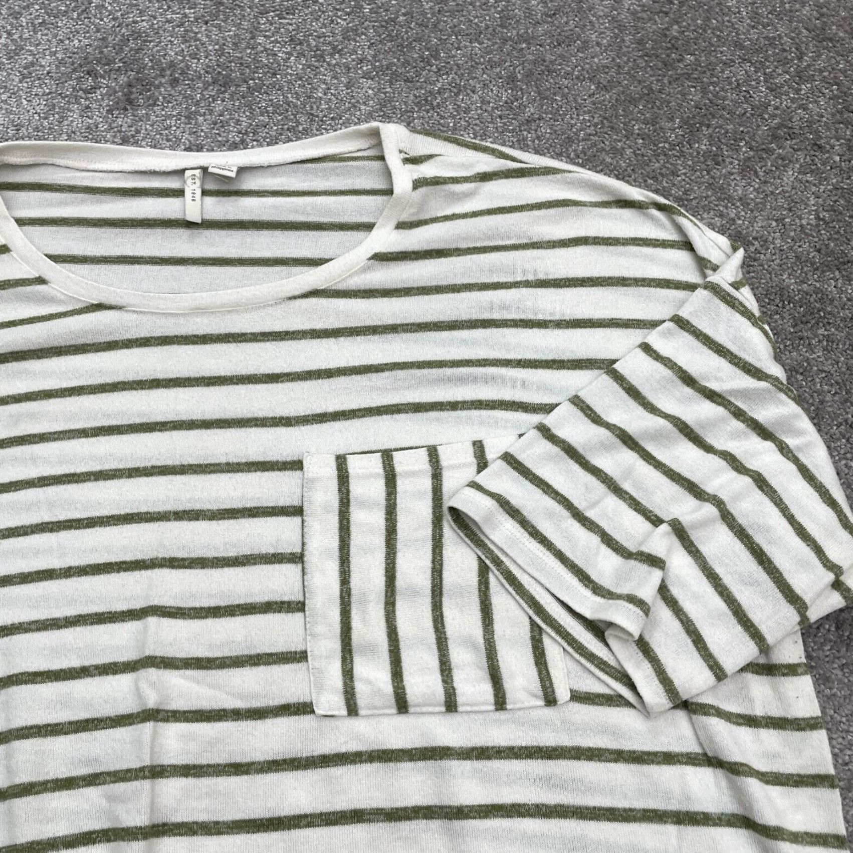 Vintage Cato Blouse Womens 22/24W White Green Striped Long Sleeve Round Neck Pocket Size 3XL / US 20-22 - 3 Thumbnail