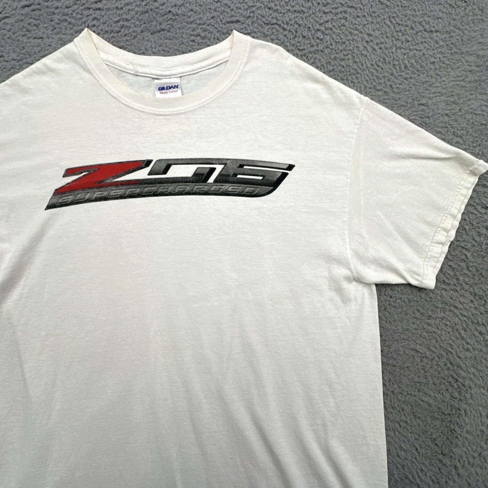 Gildan VINTAGE Gildan Chevrolet Chevy Corvette Z06 Supercharged T Shirt Mens L White Size US L / EU 52-54 / 3 - 2 Thumbnail