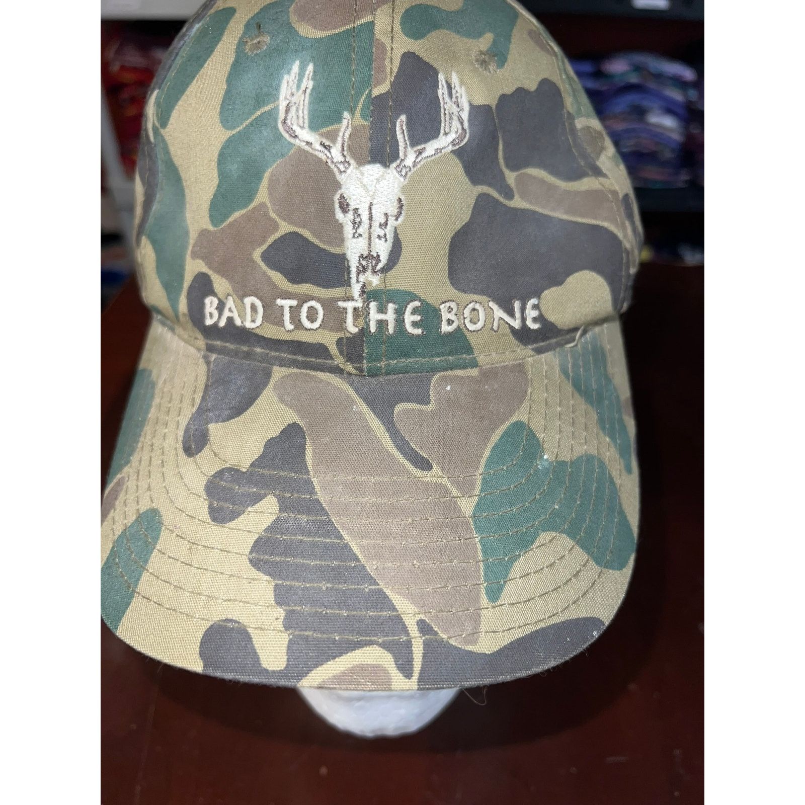 Vintage Vintage Bad To The Bone Hat Camo Green Cap Snapback VTG OS Size ONE SIZE - 3 Thumbnail
