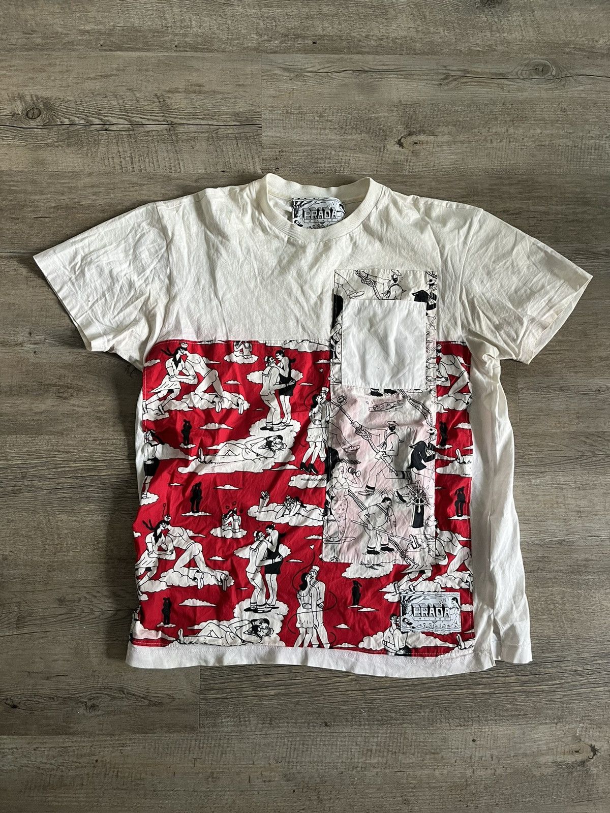 トップス prada 16ss runway archive graphic T Prada Prada SS16 “Lovers” Comic Graphic Panel T-Shirt Rare Archive