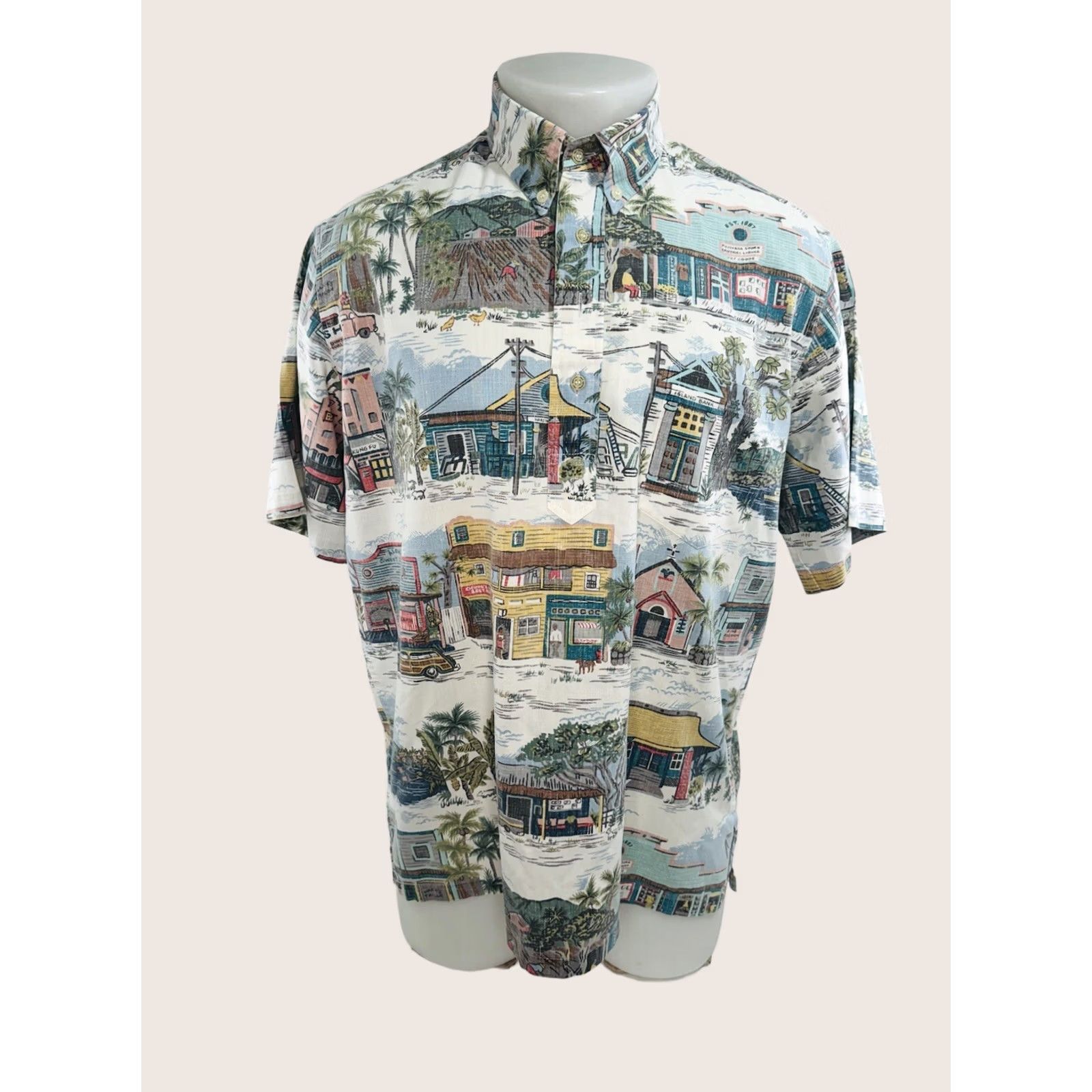 Reyn Spooner REYN SPOONER COMMEMORATIVE TRADITIONALS Reverse Print Aloha Pullover L Shirt Mens Multicolor Reversible Short Sleeve Button-Up Size US L / EU 52-54 / 3 - 1 Thumbnail