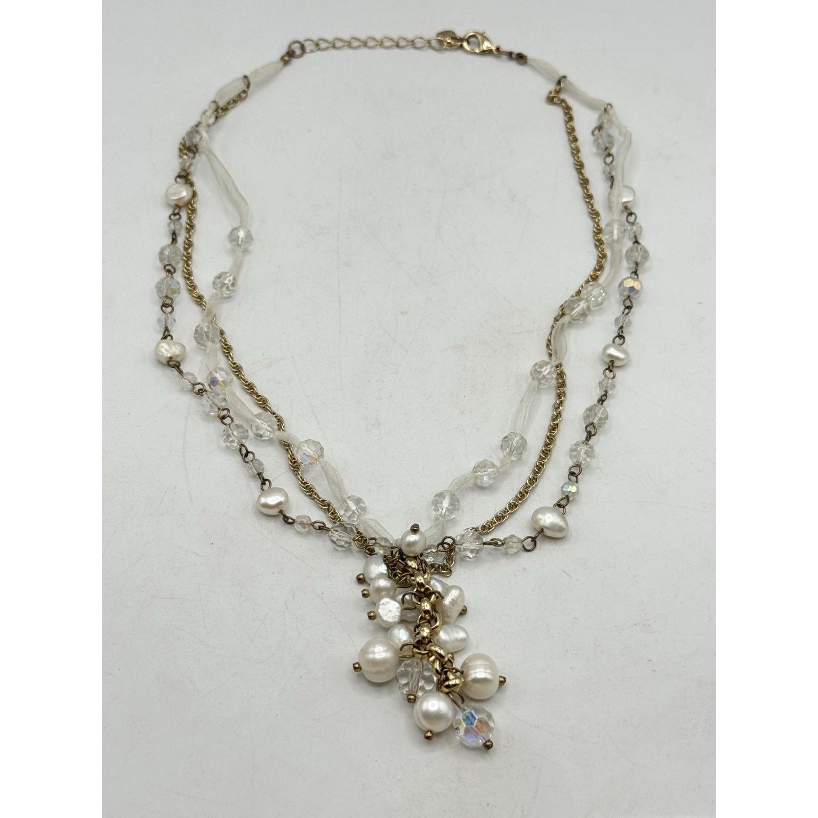 Vintage Vintage Crystal Pearl beaded drop dangle necklace Size ONE SIZE - 5 Thumbnail