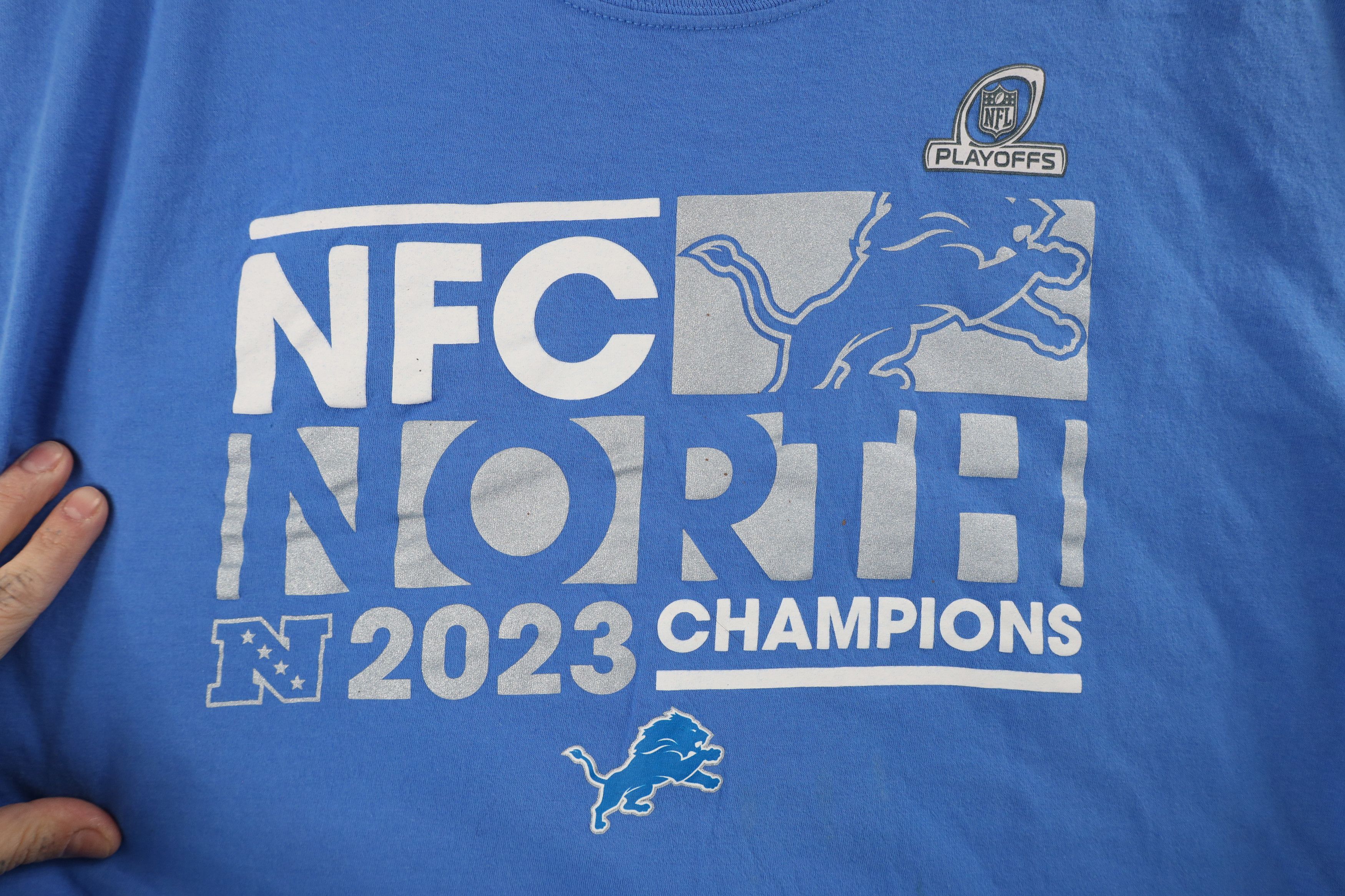 Vintage Fanatics North Champions Detroit Lions Football T-Shirt Blue Size US XXL / EU 58 / 5 - 4 Thumbnail