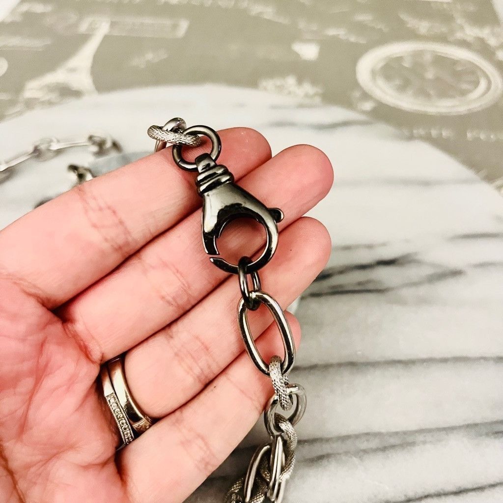 Designer Diego & Massimo Chunky Chain Necklace Silver Toned Italy Size ONE SIZE - 4 Thumbnail