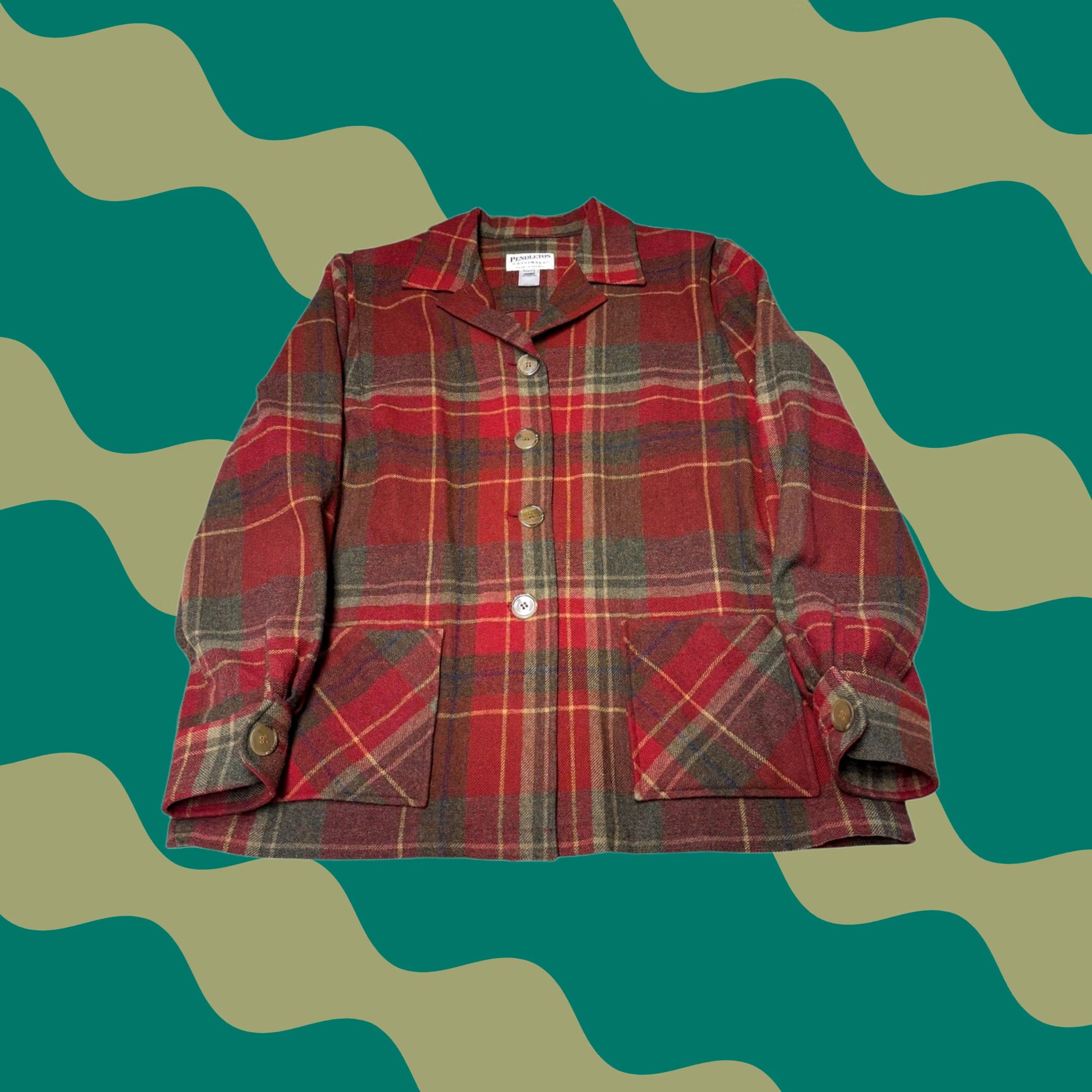 Pendleton VINTAGE Pendleton Jacket Wool Plaid Button Front Red Womens Large Mid-Length Wool Jacket Size L / US 10 / IT 46 - 1 Thumbnail