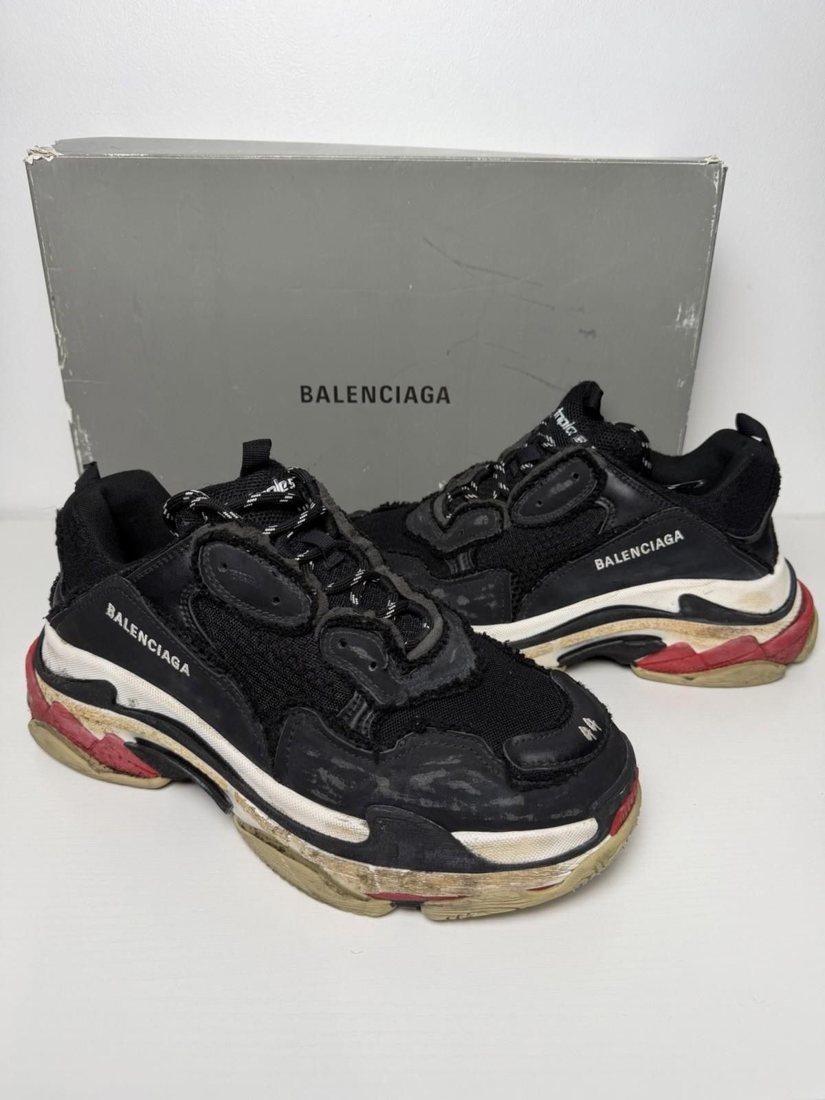 Balenciaga Limited Edition Balenciaga Triple S Black Distressed US 11 Size US 11 / EU 44 - 1 Thumbnail