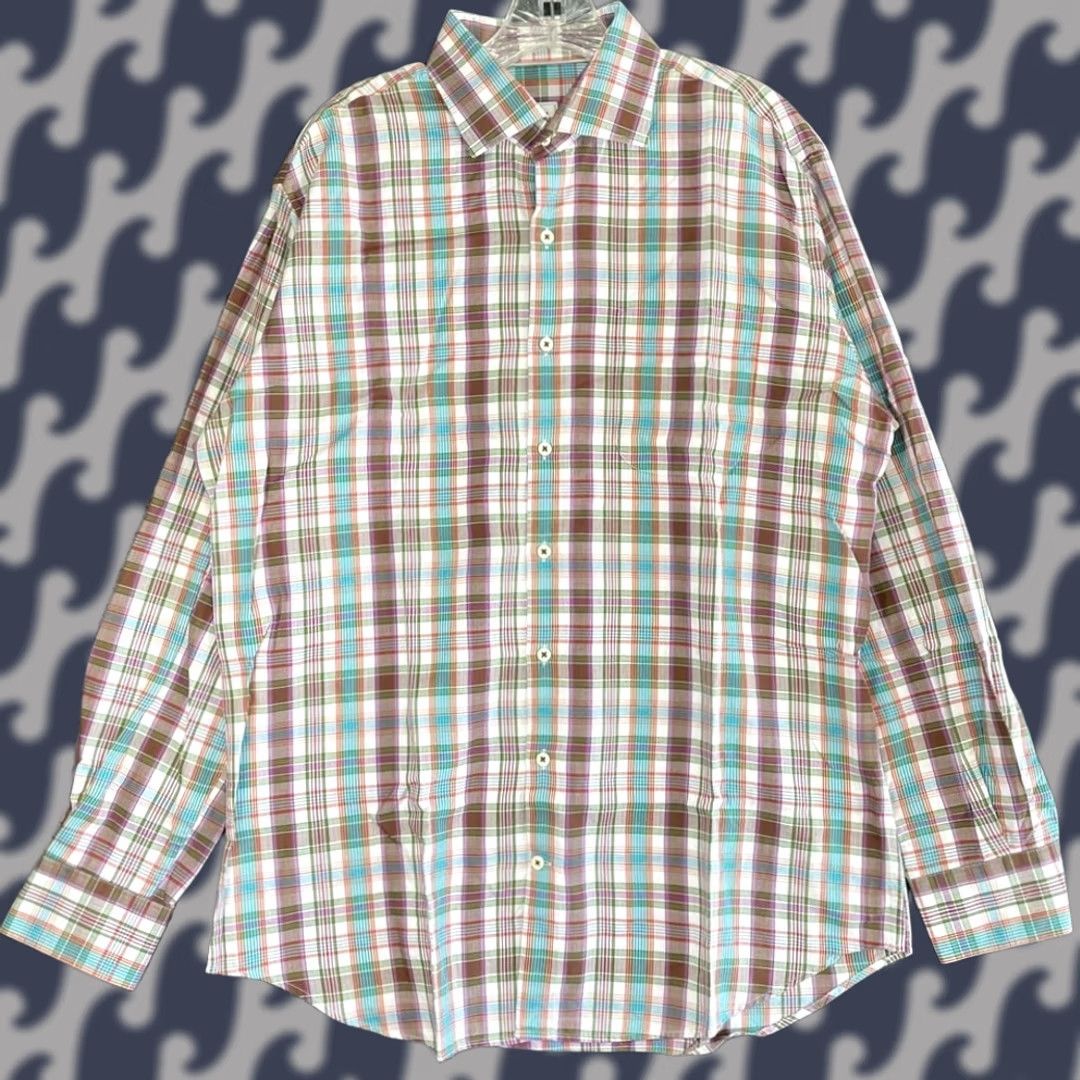 Peter Millar Peter Millar Brown Multi Color Button Up Dress Shirt Men's Casual Wear Size L Size US L / EU 52-54 / 3 - 1 Thumbnail